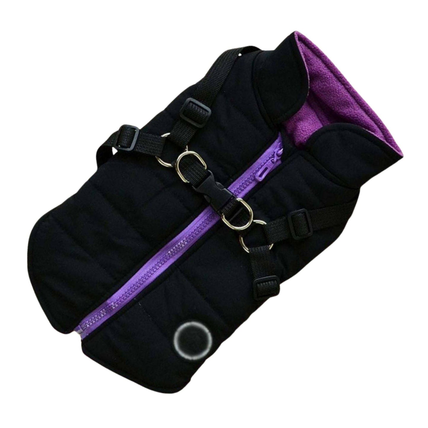 Black Waterproof Dog Vest Jacket with Harness Winter Coats - TrendyPet's Zone