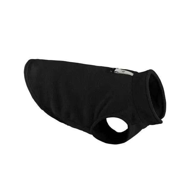 Black winter fleece dog sweater from TrendyPet's Zone, featuring a cozy jacket vest design for puppies and small dogs.