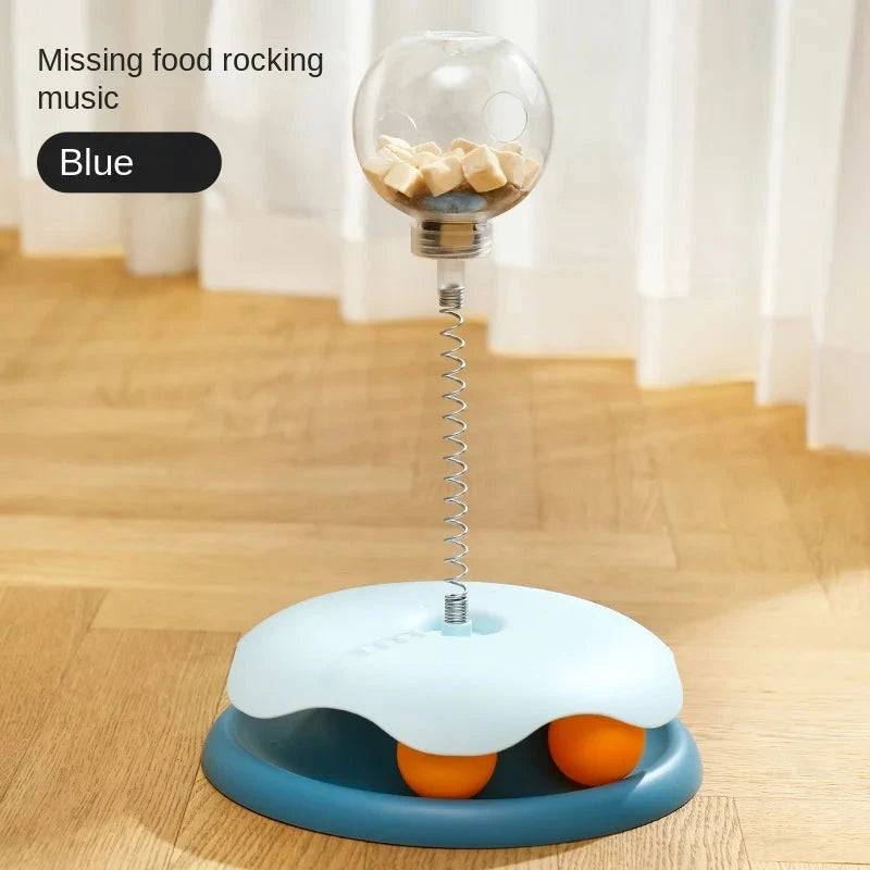 Blue cat puzzle toy by TrendyPet's Zone with a leaking ball design, interactive treat dispenser for kittens, indoor fun and mental stimulation.