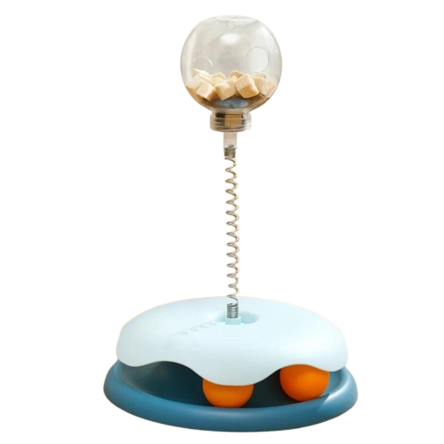Blue cat puzzle toy by TrendyPet's Zone, featuring a food-leaking ball for interactive kitten treats and slow feeder play.
