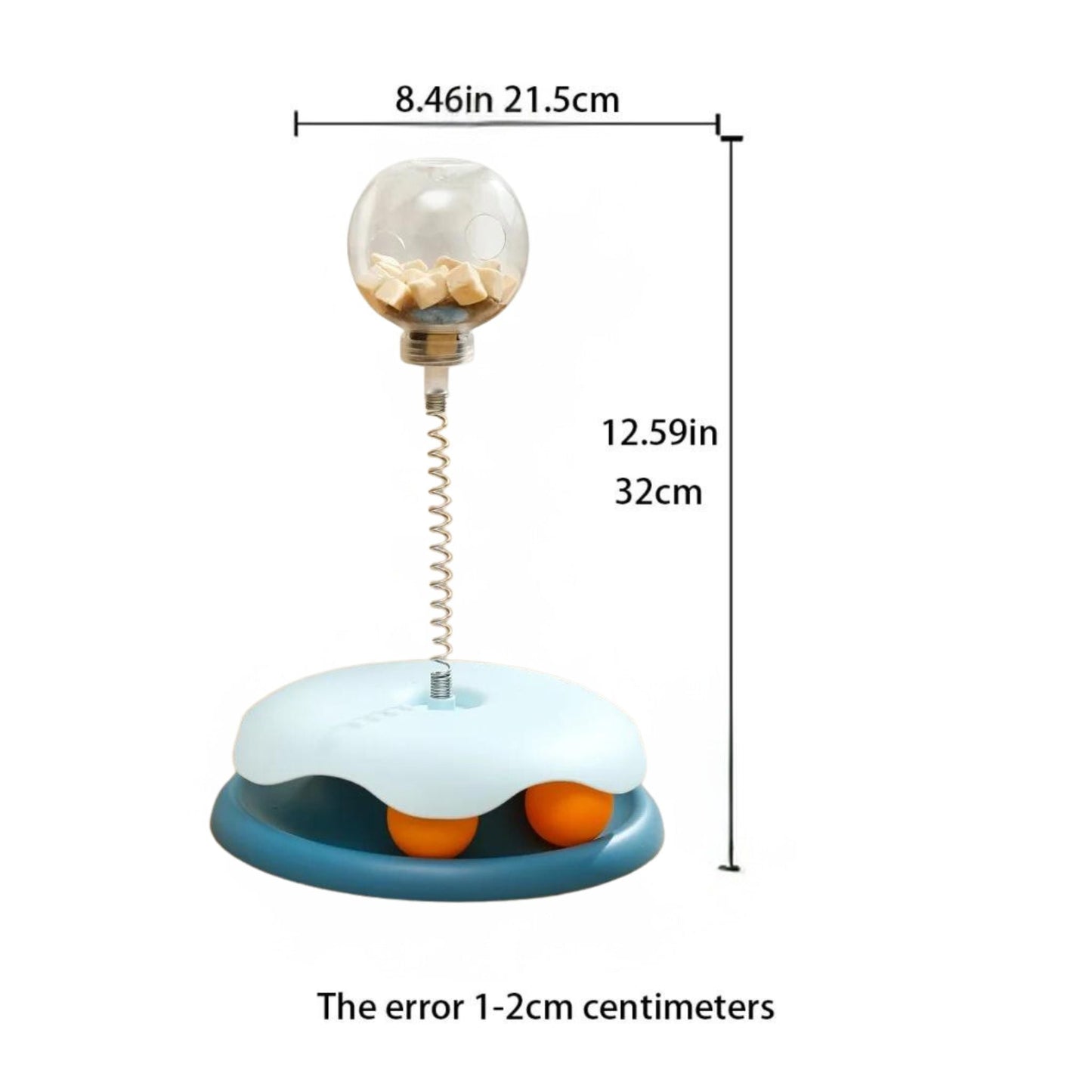 Blue cat puzzle toy by TrendyPet's Zone featuring a food-leaking ball for kittens, interactive treat dispenser, and indoor entertainment.