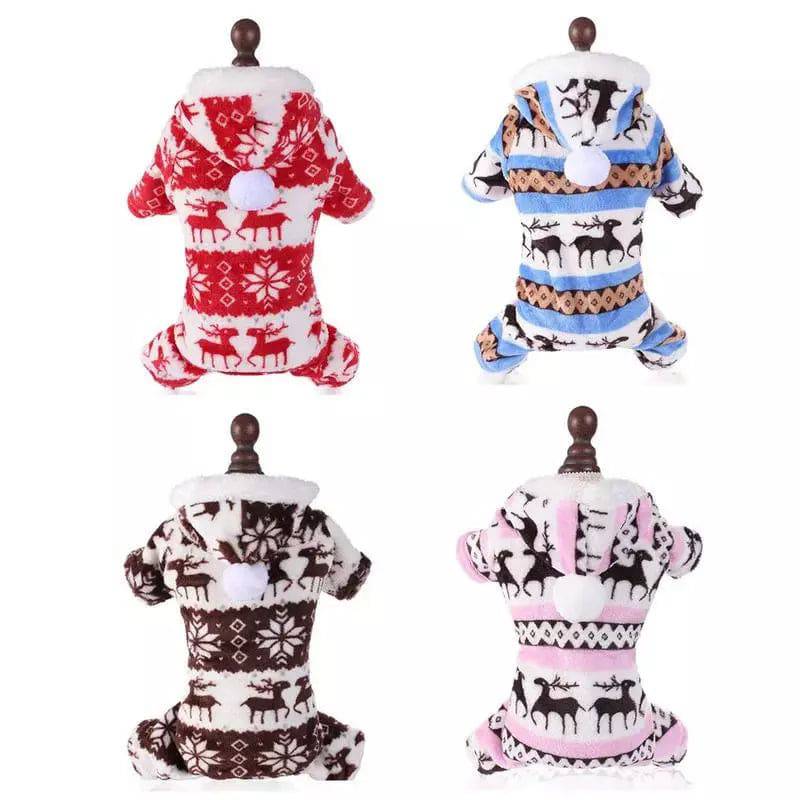 Blue Cozy Christmas Elk pet hoodie for dogs and cats, trendy holiday costume by TrendyPet's Zone, featuring festive design and comfortable fit.