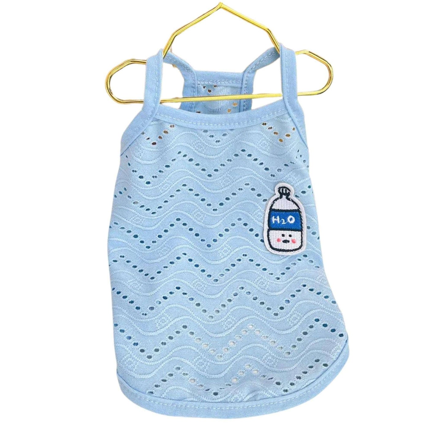 Blue Dog Summer Clothes Cute Embroidery Striped Top Vest Breathable Puppy Sleeveless Shirt - TrendyPet's Zone