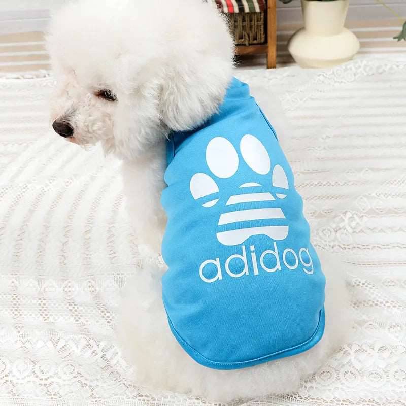 Blue Dog Top Puppy Breathable Cool Mesh T-Shirt Cartoon Print Sun Protection Clothing Polyester Thin Vest Summer - TrendyPet's Zone