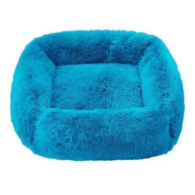 Blue fluffy dog sofa bed and pet mat from TrendyPet's Zone, cozy indoor kennel for small to large dogs, winter warm and plush.