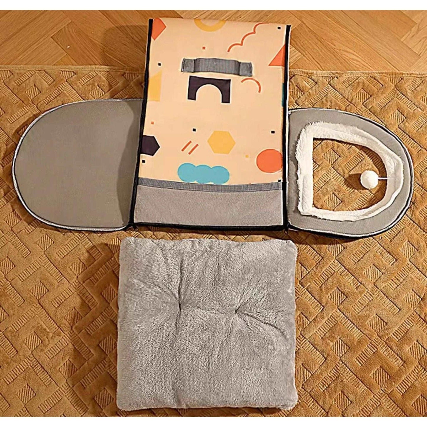 Blue Gray Breathable Warm Plush Pet Bed House Washable Soft Cat Kitten Cushion Kennel for Small Medium Pet Supplies - TrendyPet's Zone
