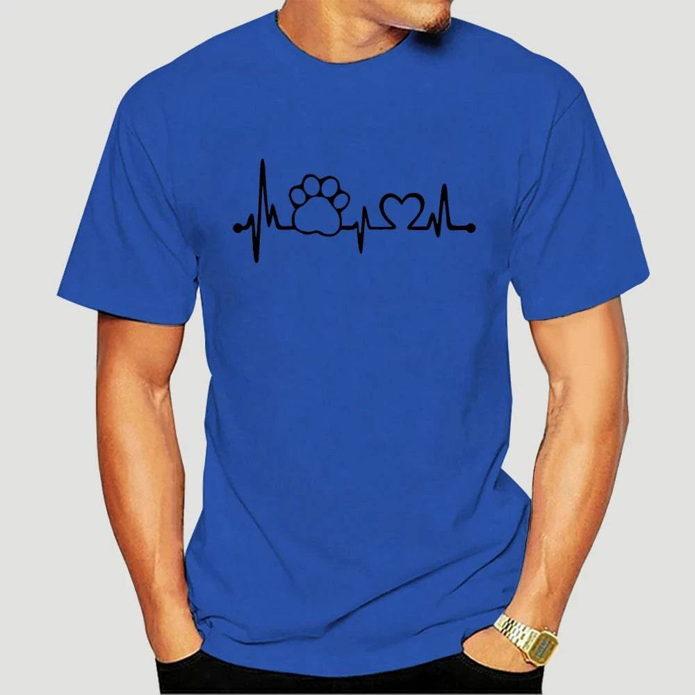 Blue Heartbeat Lifeline Dog Men T-Shirt Casual Funny Foot For Guy Boy Hipster TRENDYPET'S ZONE