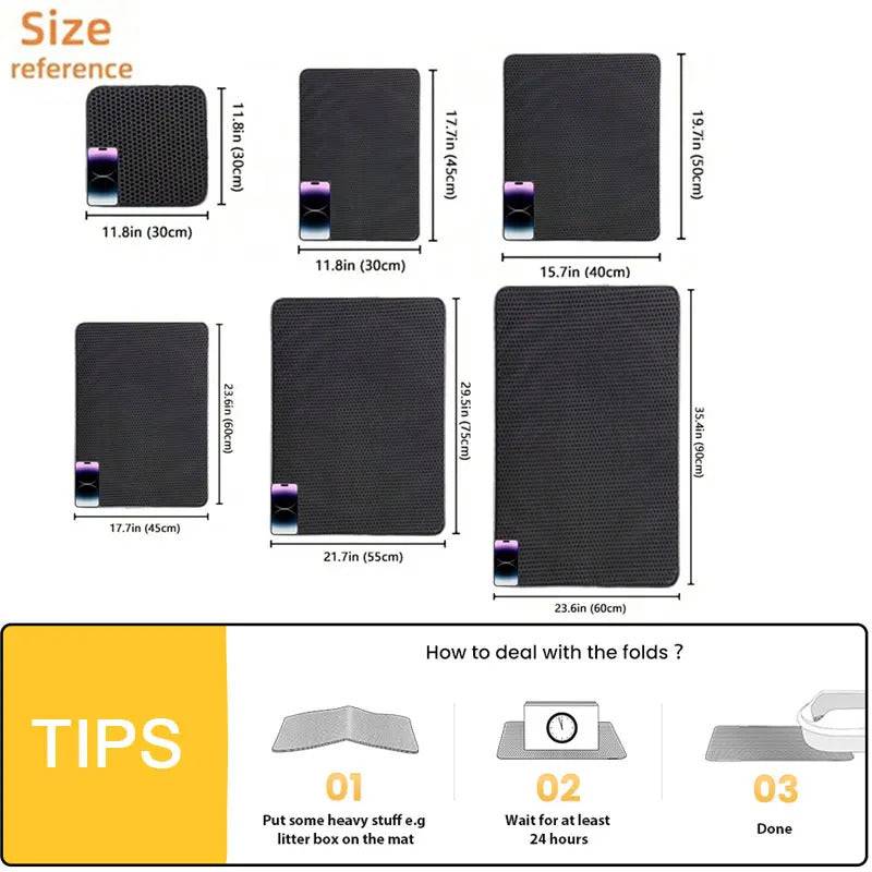 Blue waterproof EVA cat litter mat with double-layer design from TrendyPet's Zone, trapping litter and keeping floors clean.