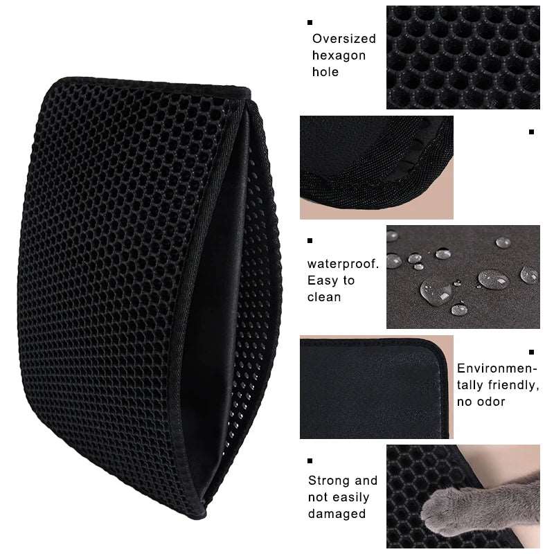 Blue waterproof EVA cat litter mat with double layers from TrendyPet's Zone, designed to trap litter and keep floors clean.