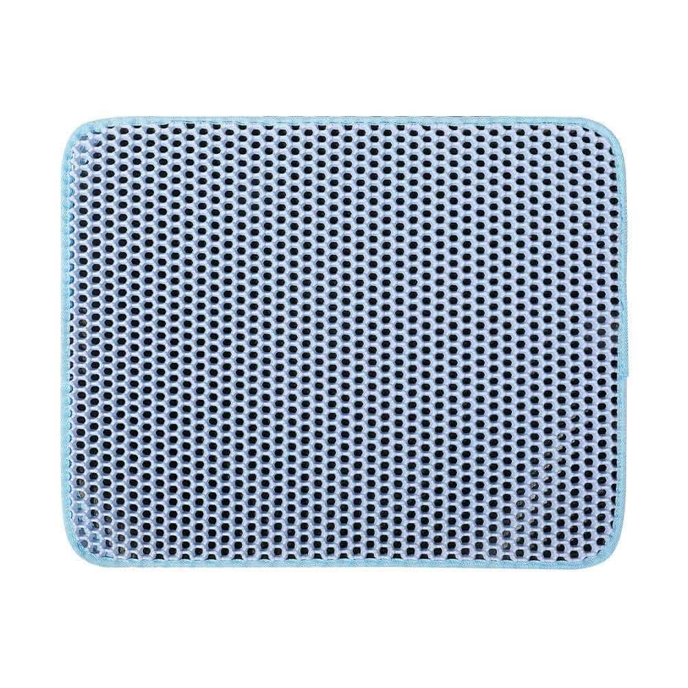 Blue waterproof EVA cat litter mat by TrendyPet's Zone with double layer design to trap litter and keep floors clean.
