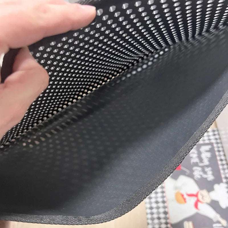 Blue waterproof EVA cat litter mat with double layer design from TrendyPet's Zone, trapping litter around the kitten's litter box.