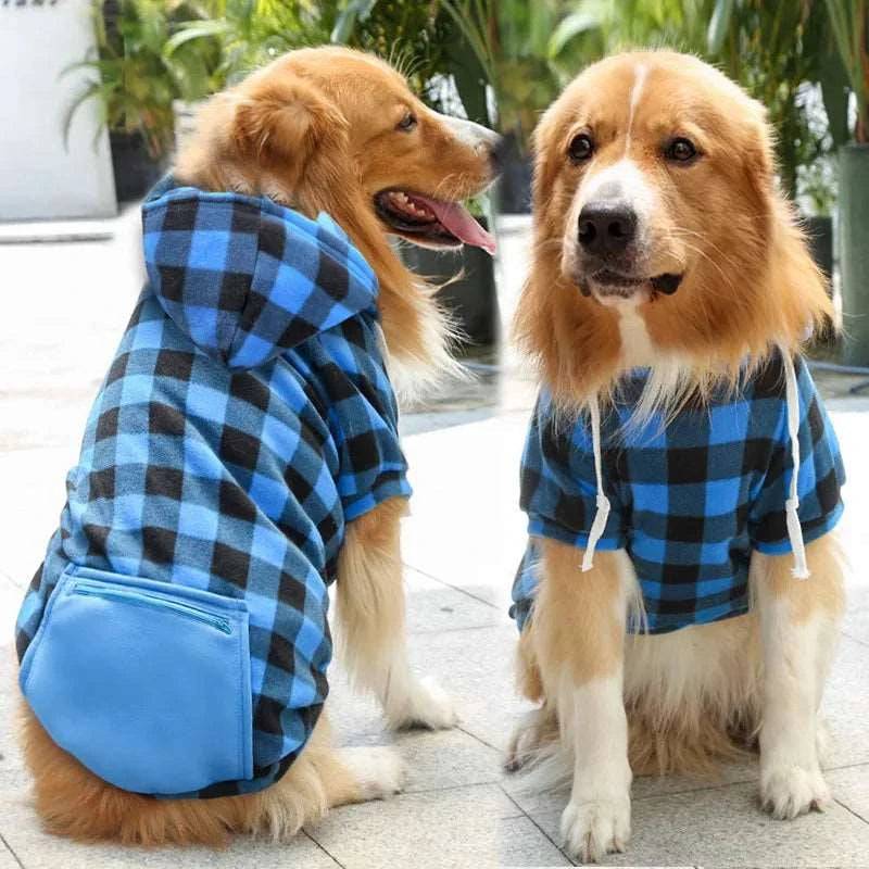 Blue Plaid Dog Winter Coat Pet Jacket Plaid Vest Cold Weather Clothes Apparel - TrendyPet's Zone