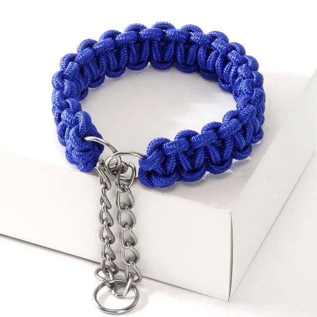 Blue Woven Dog Collars P Chain Nylon Adjustable Collar For Small Medium And Large Dogs - TrendyPet's Zone