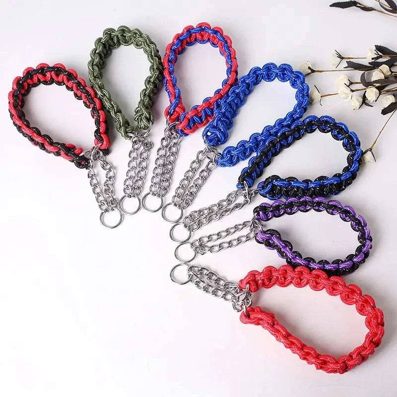 Blue Woven Dog Collars P Chain Nylon Adjustable Collar For Small Medium And Large Dogs - TrendyPet's Zone