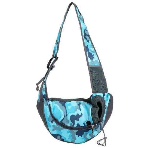 Camouflage Blue Pet Puppy Carrier Outdoor Travel Dog Shoulder Bag Mesh Oxford Single Comfort Sling Handbag Tote Pouch TRENDYPET'S ZONE
