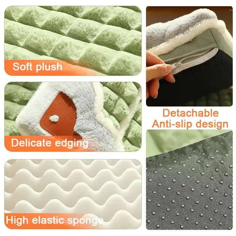 Luxury coffee-colored pet mat for small to large dogs and cats, plaid design, plush, removable, washable, TrendyPet's Zone bed.