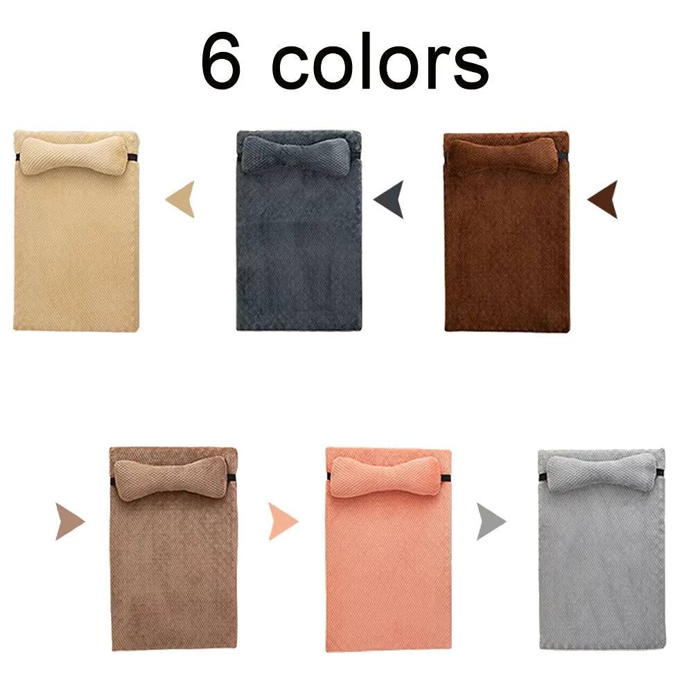 Coffee warm calming dog bed mat with plush removable washable cover for small to X-large dogs, soft and comfortable for pets.