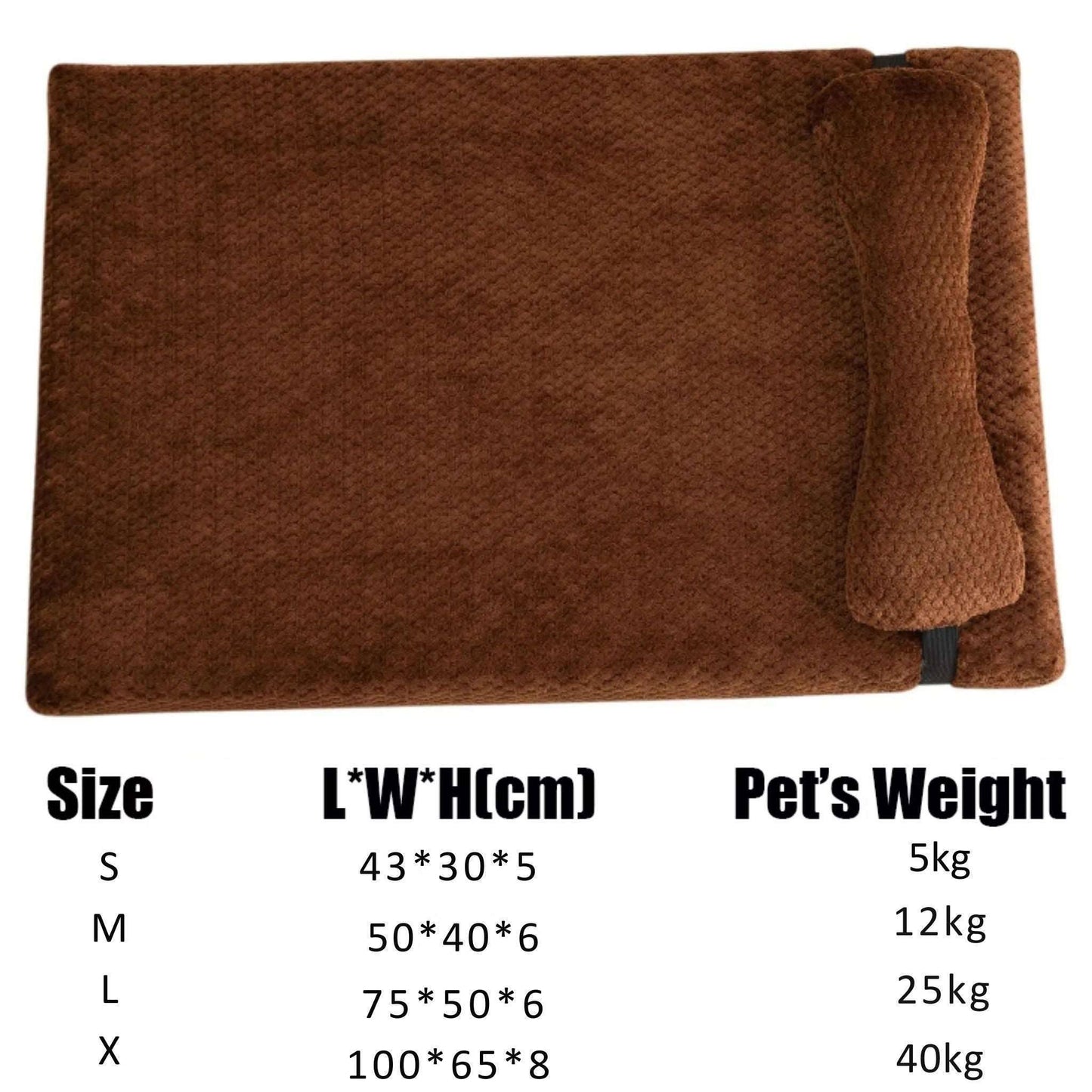 Coffee warm calming plush dog bed mat with removable washable cover, suitable for small to X-large dogs, by TrendyPet's Zone.