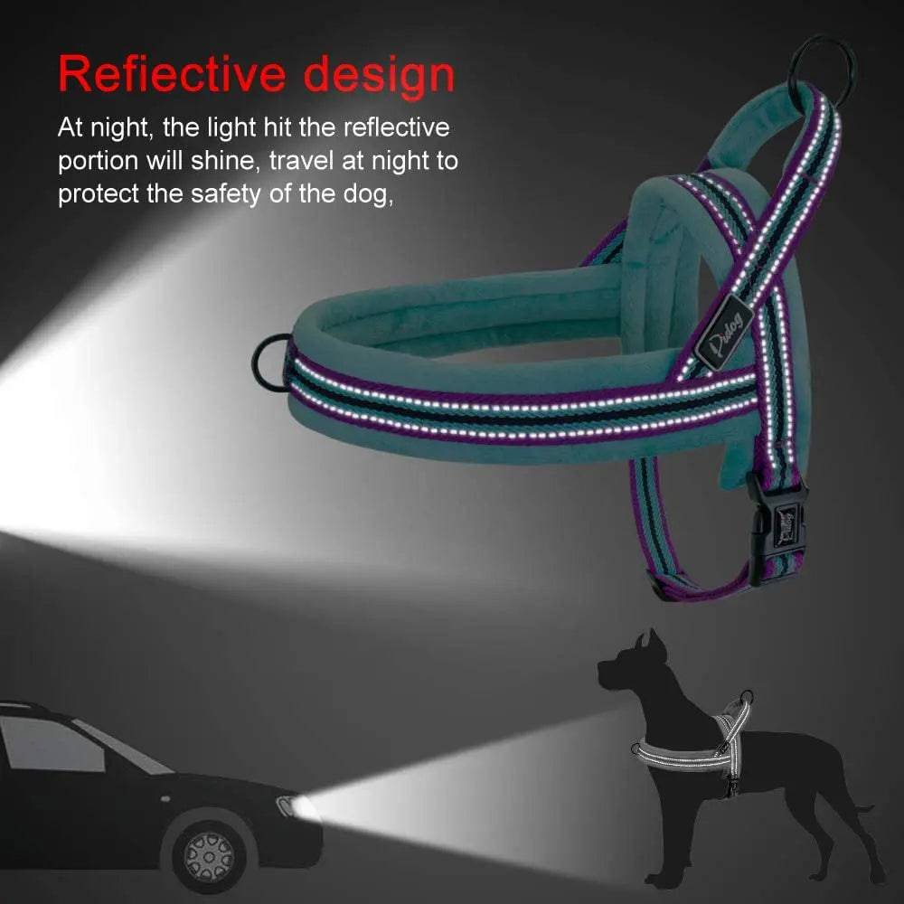 Cyan With Lines Warm Harness Vest Winter Soft Padded Pet Training Adjustable For Small Large Dog Puppy - TrendyPet's Zone