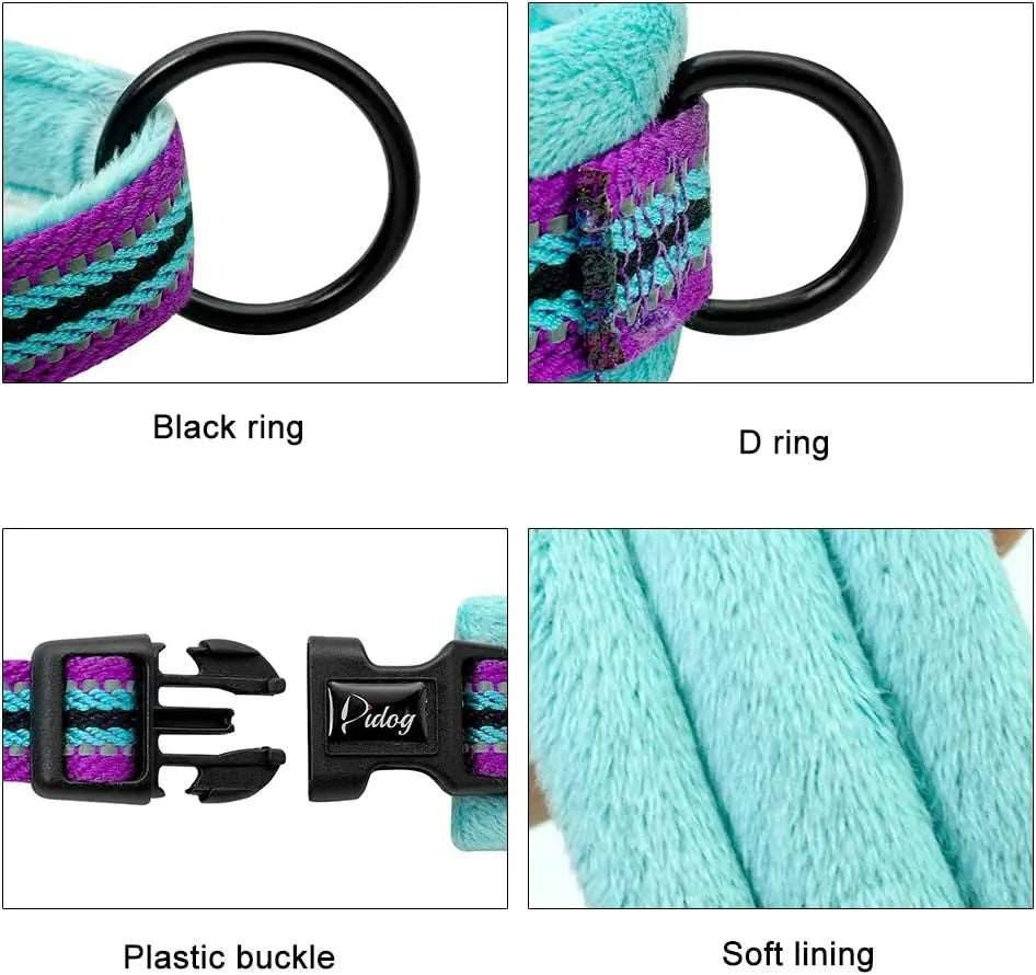 Cyan With Lines Warm Harness Vest Winter Soft Padded Pet Training Adjustable For Small Large Dog Puppy - TrendyPet's Zone
