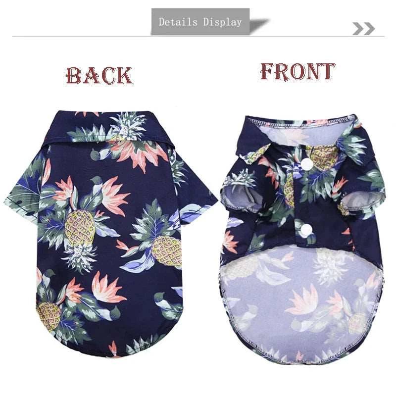 Dark Blue Pet Hawaiian Beach Style T-Shirts Thin Breathable Summer Clothes for Small Dog Puppy Pet Cat Kitten Vest - TrendyPet's Zone