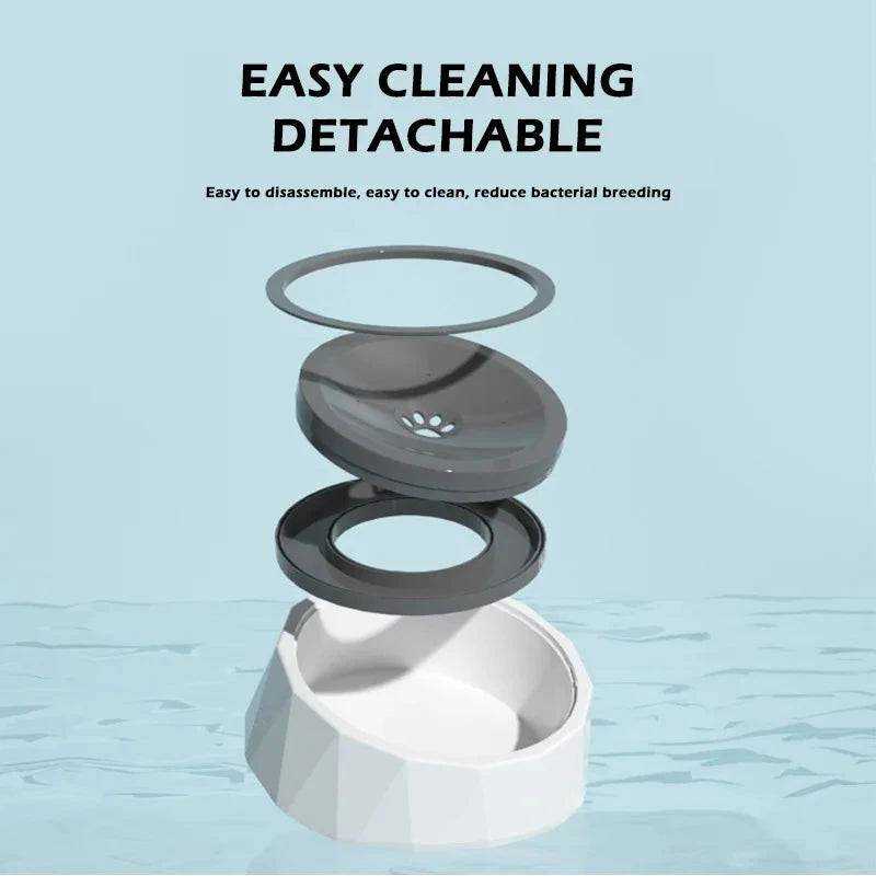 Dark Grey 1L Pet Floating Water Bowl For Cat Dog No-Spill Large Capacity Slow Water Feeder Dispenser - TrendyPet's Zone