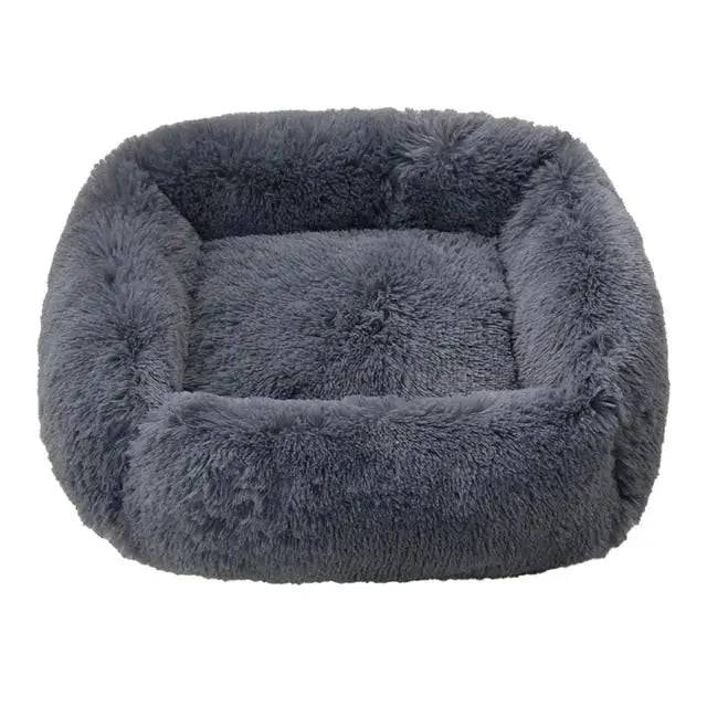 Dark grey fluffy dog sofa bed and cat mat by TrendyPet's Zone, plush indoor winter warm sleeping kennel for small to large dogs.