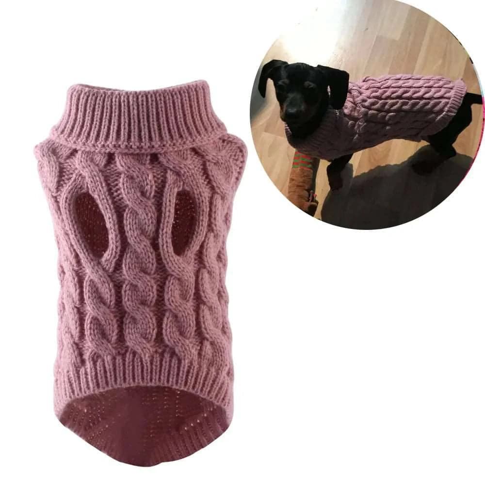 Dark Pink Winter Pet Sweaters Turtleneck Knitted Vest Coat TRENDYPET'S ZONE