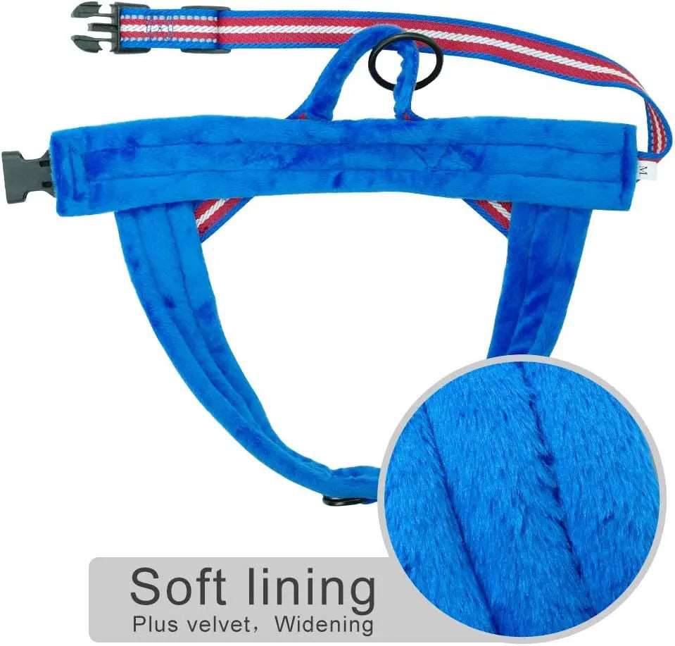 Deep Blue With Multi Design Warm Harness Vest Winter Soft Padded Pet Training Adjustable For Small Large Dog Puppy - TrendyPet's Zone