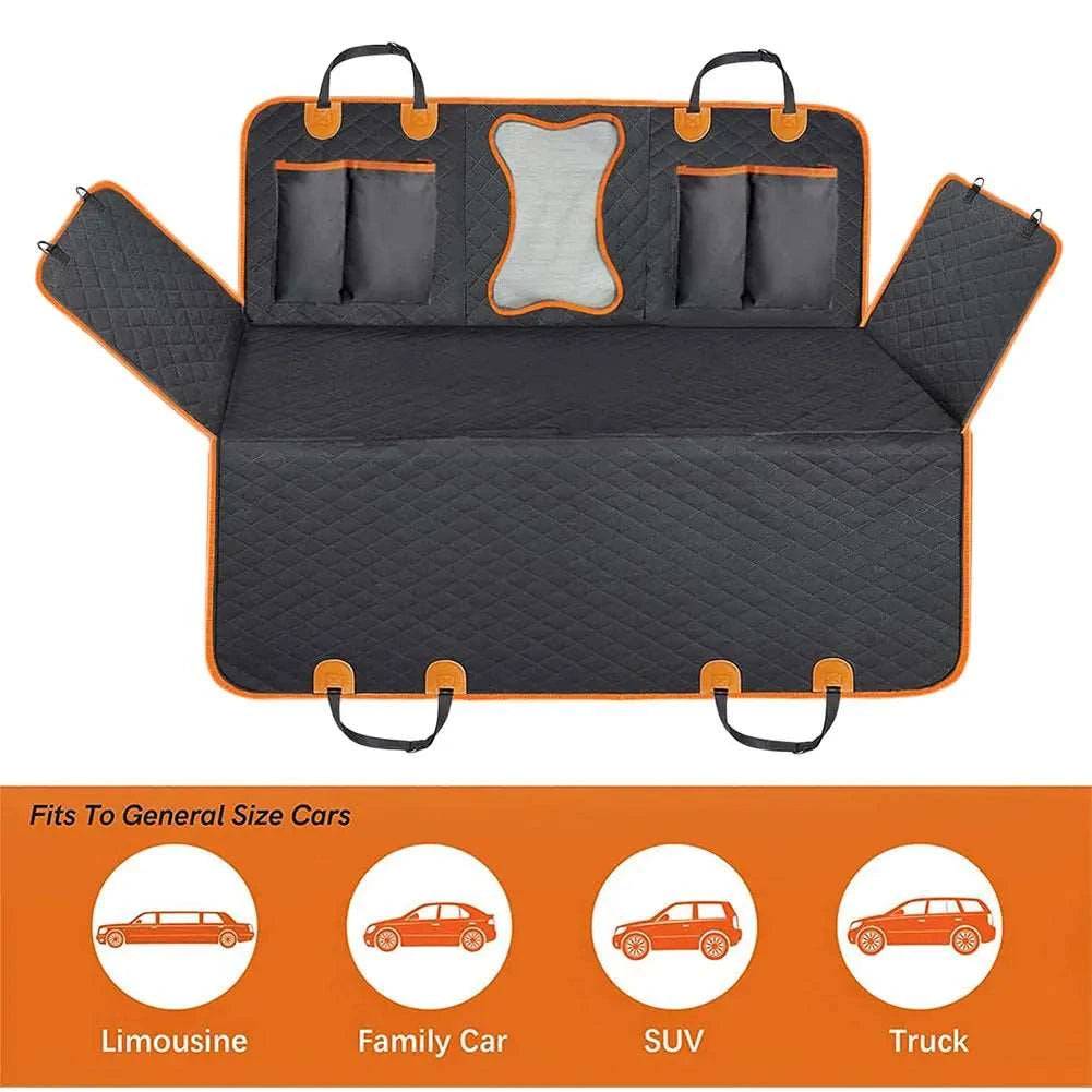Waterproof dog car seat protector by TrendyPet's Zone, featuring a scratchproof, non-slip hammock for rear car seats.