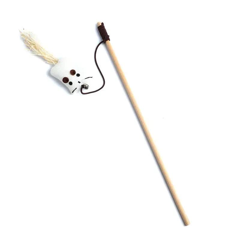 Flying Bat Cat Teaser Feather Toys Kitten Funny Rod Wand Toys Wood Pet Toys Interactive Stick - TrendyPet's Zone