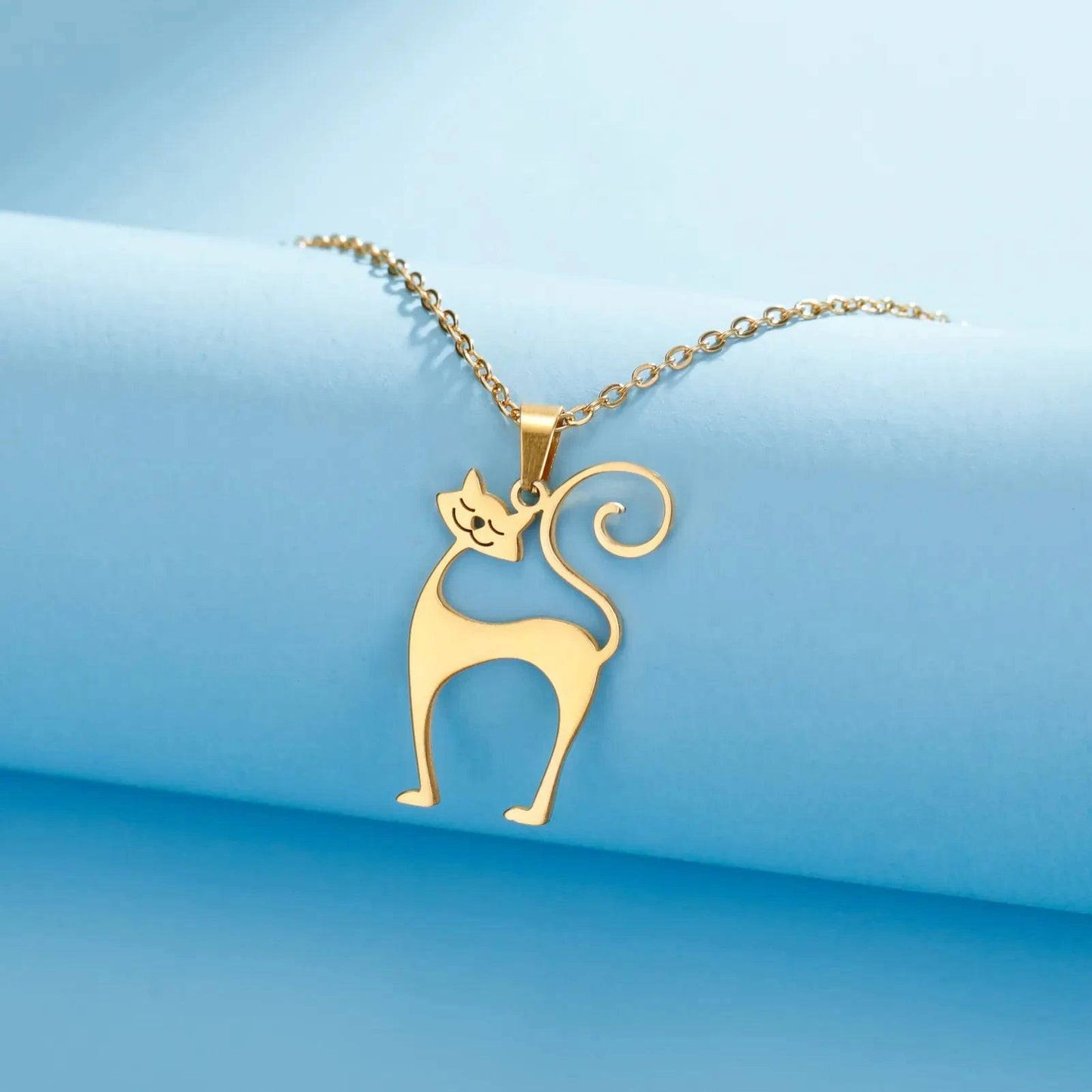 Gold Cat Necklace for Women Funny Animal Stainless Steel Pendant Jewelry TRENDYPET'S ZONE