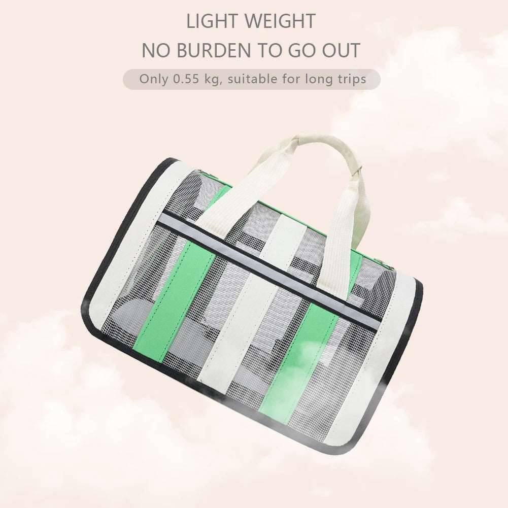 Grass green TrendyPet's Zone pet carrier bag with large capacity, breathable design, suitable for outdoor use and all seasons.