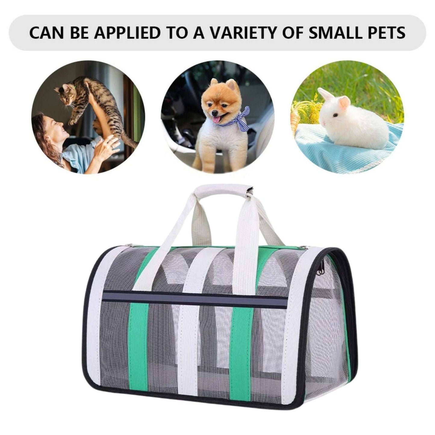 Grass green TrendyPet's Zone pet carrying bag with large capacity, breathable design, portable shoulder strap, suitable for outdoor use.