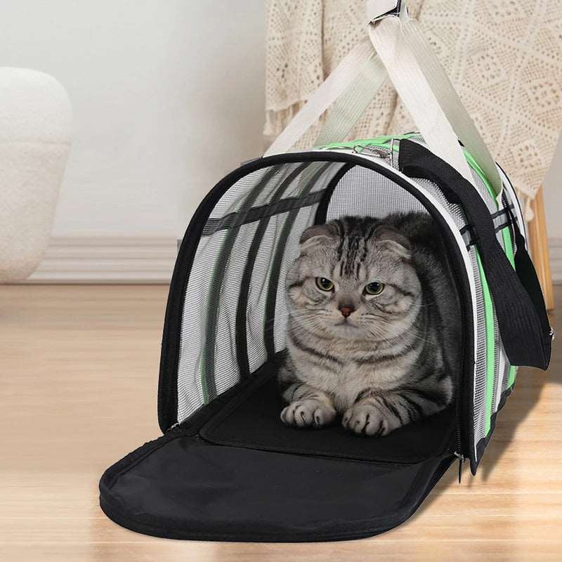 Grass green TrendyPet's Zone pet carrier bag with large capacity, breathable design, portable shoulder strap, ideal for outdoor use.