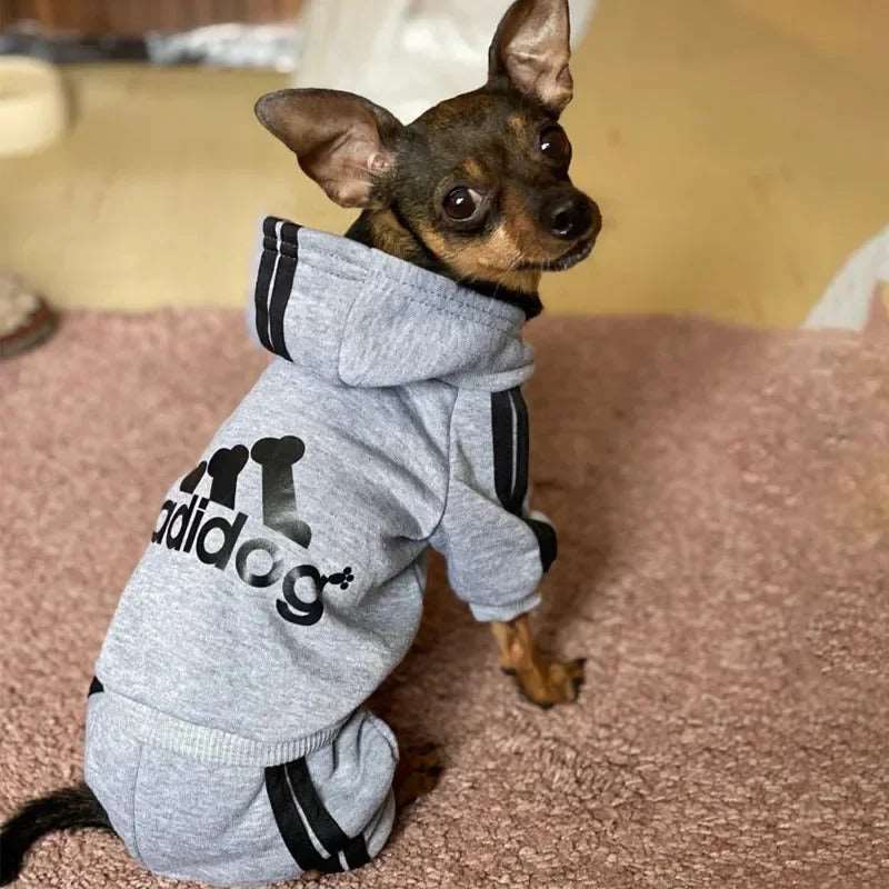 Gray Dog Hoodies Winter Pet Jumpsuit Pajamas Four Legged TRENDYPET'S ZONE