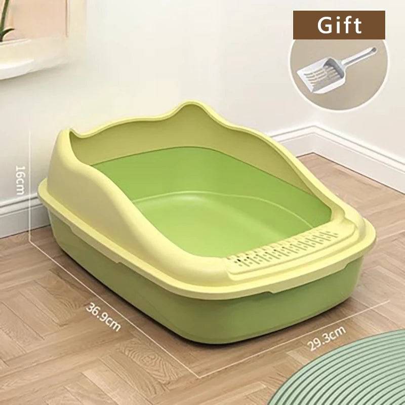 Green Cat Litter Box Pet Sandbox for Kitty Anti-Splash Kitten Toilet Tray Bedpan Cleaning - TrendyPet's Zone