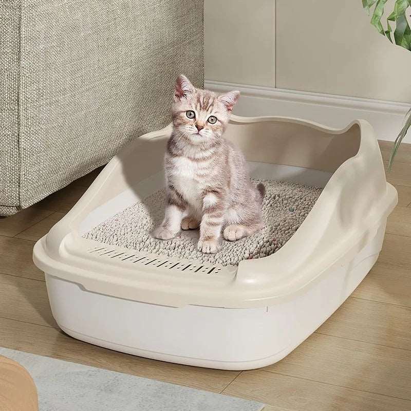Green Cat Litter Box Pet Sandbox for Kitty Anti-Splash Kitten Toilet Tray Bedpan Cleaning - TrendyPet's Zone