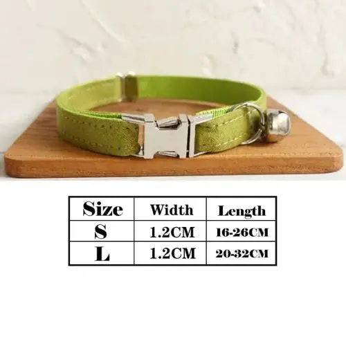 Green Cat Small Dog Collar with Bell Personalized Engraving ID Tag Nameplate Kitten Collars Necklace Small Dogs Puppy Bulldog Chihuahua Yorshire TRENDYPET'S ZONE