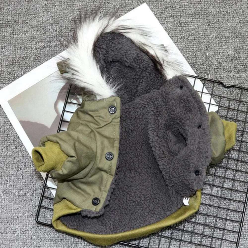 Green Dog Pet Winter Thickened Hiking Coat Hooded Soft And Comfortable Puppy Coat Jacket Outdoor Sports Pet Clothing - TrendyPet's Zone