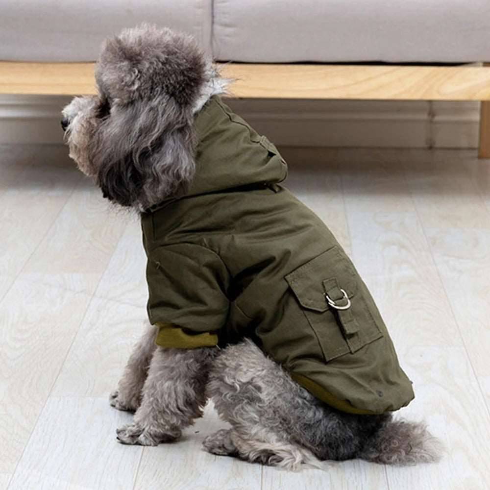 Green Dog Pet Winter Thickened Hiking Coat Hooded Soft And Comfortable Puppy Coat Jacket Outdoor Sports Pet Clothing - TrendyPet's Zone