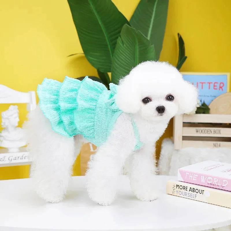 Green Pet Clothes Summer Thin Style Dog Dress Skirt Small Clothing Puppy Dress Doggy Costume - TrendyPet's Zone