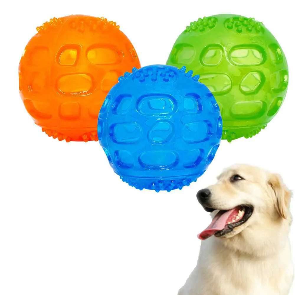 Green Pet Dog Puppy Sounding Toy Squeaky Tooth Cleaning Ball Playing Pet Teeth Chew Rubber Toy Float Funny Pet Dental Care Accessories - TrendyPet's Zone