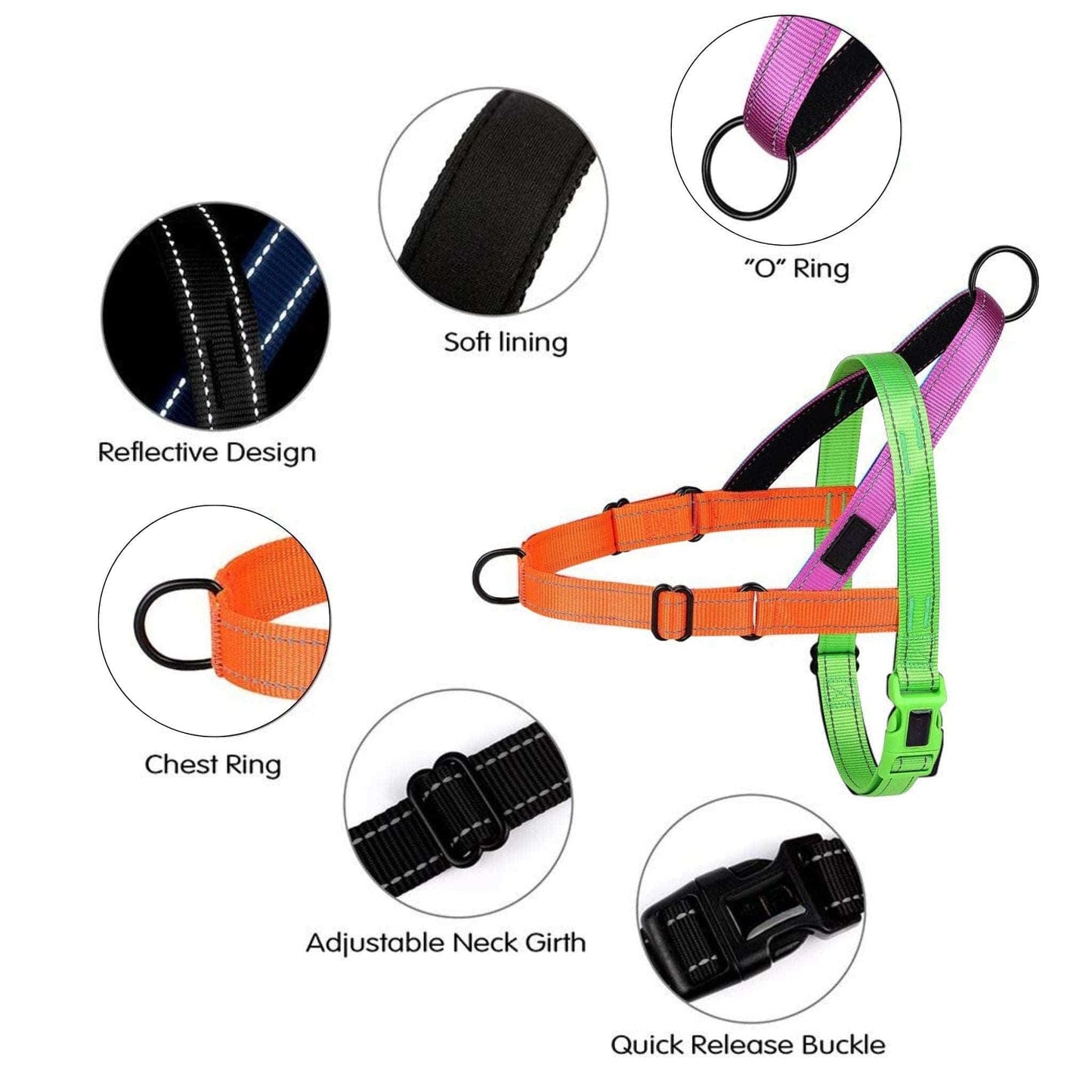 Green Reflective Nylon Dog Harness Adjustable Pet Training Harnesses No Pull Puppy Walking Vest - TrendyPet's Zone