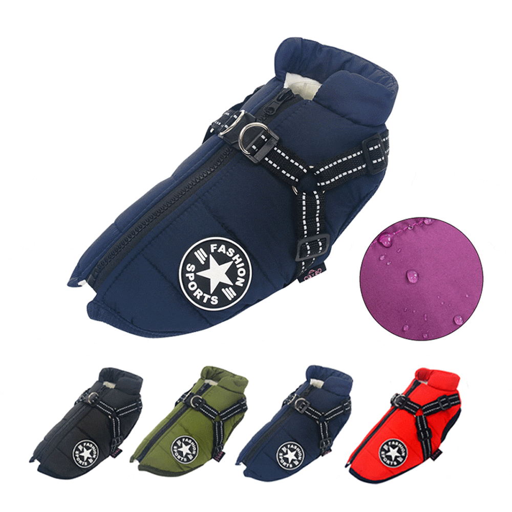 Green Winter Pet Clothes For Small Large Dogs Warm Fleece Jacket Waterproof With Harness Clothing Puppy Costume - TrendyPet's Zone
