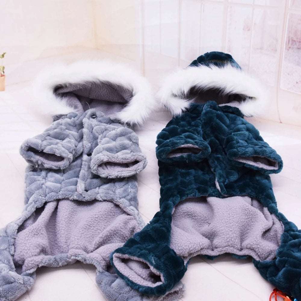 Green Winter Pet Dog Clothes Thicker Polyester Cotton Coat Jumpsuit Four-Legged Down Puppy Jackets - TrendyPet's Zone