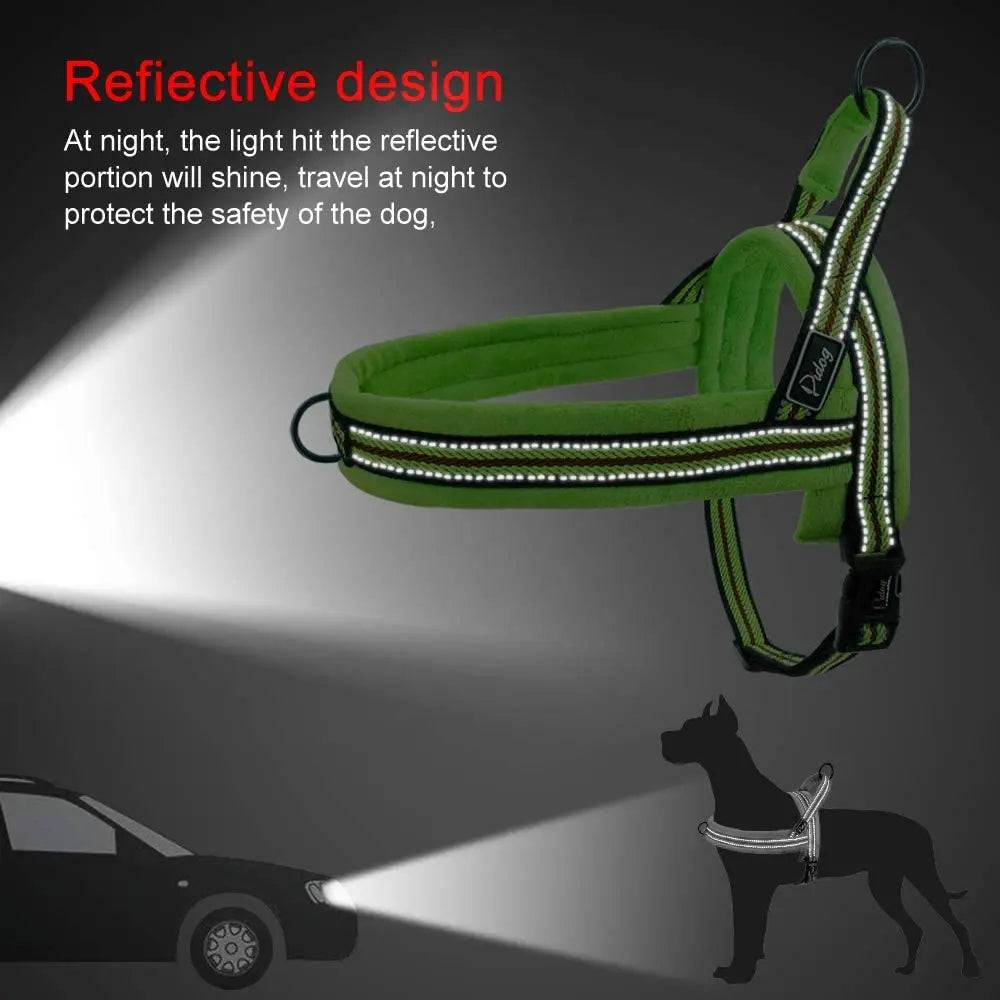 Green With Flower Warm Harness Vest Winter Soft Padded Pet Training Adjustable For Small Large Dog Puppy - TrendyPet's Zone