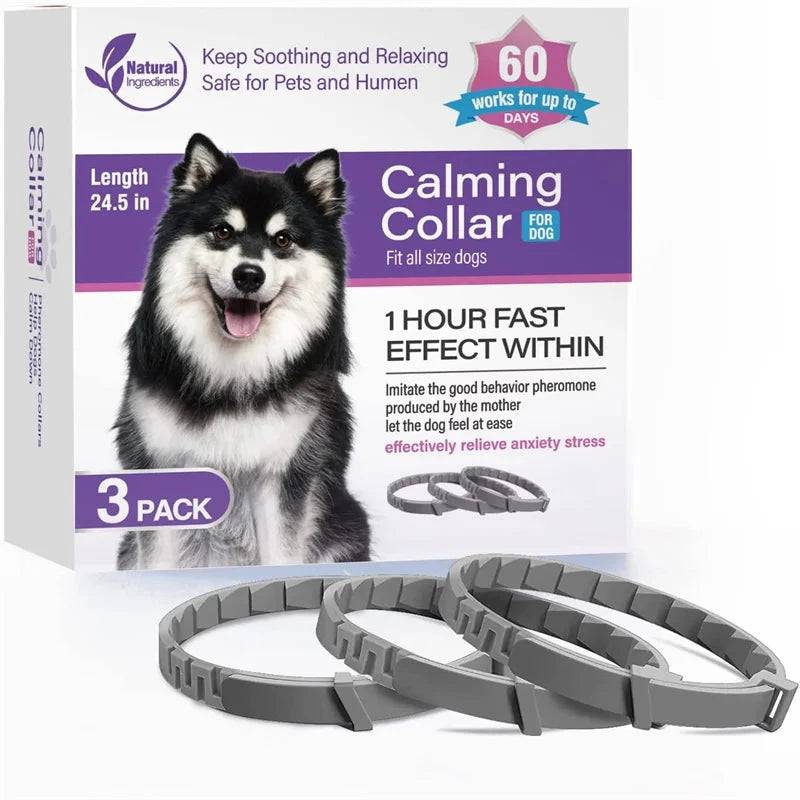 Grey Dog Calming Collar 3Packs/60Days Relieve Anxiety Protection Retractable Collars For Puppy to Large Dogs TRENDYPET'S ZONE