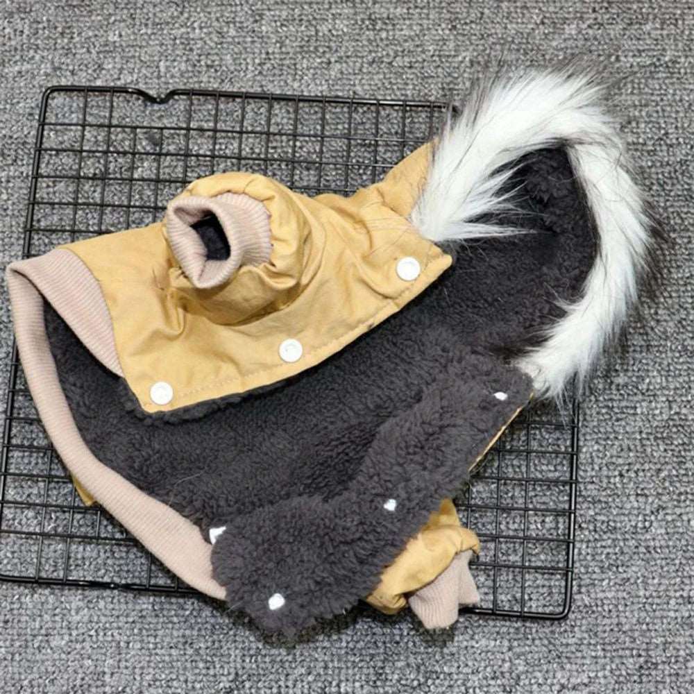 Khaki Dog Pet Winter Thickened Hiking Coat Hooded Soft And Comfortable Puppy Coat Jacket Outdoor Sports Pet Clothing - TrendyPet's Zone