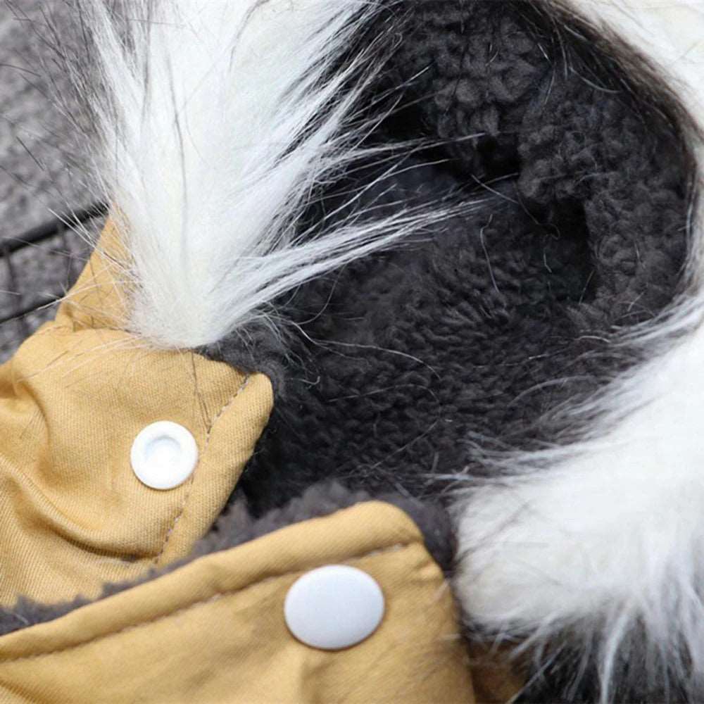 Khaki Dog Pet Winter Thickened Hiking Coat Hooded Soft And Comfortable Puppy Coat Jacket Outdoor Sports Pet Clothing - TrendyPet's Zone